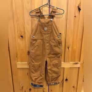 CARHARTT KIDS' CANVAS BIB OVERALL FLANNEL-LINED 2T